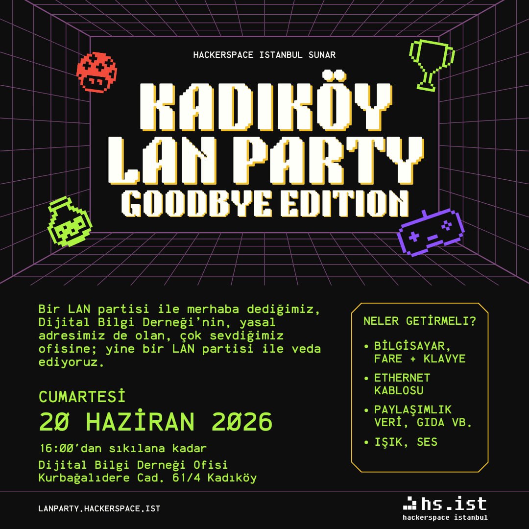 Kadıköy LAN Party: Goodbye Edition, 20 Haziran 2026, Dijital Bilgi Derneği Ofisi